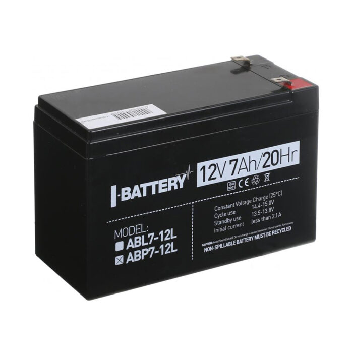 Акумулятор 12В 7 Аг для ДБЖ I-Battery ABP7-12L