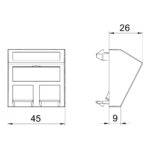 Інформаційна панель кутова OBO Bettermann 45 х 45 мм 2 RJ45 пуста біла - Зображення 2