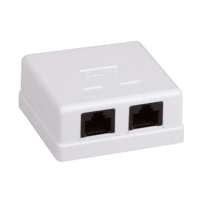 Розетка комп&apos;ютерна 2-портова RJ45 UTP cat.5e Hypernet MB-UTP2 зовнішня накладна