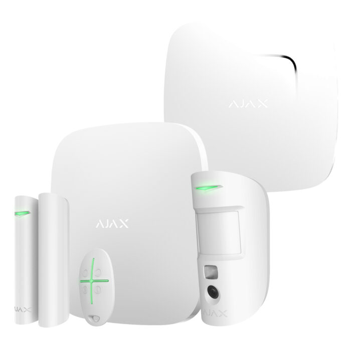 Комплект бездротової сигналізації Ajax StarterKit Cam Plus white + FirePtotect Plus white