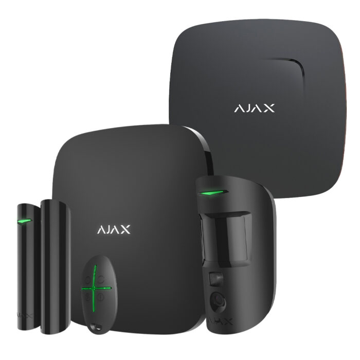 Комплект бездротової сигналізації Ajax StarterKit Cam Plus black + FirePtotect Plus black