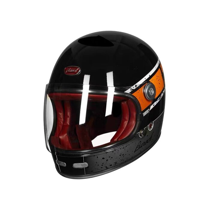 Мотошолом інтеграл Beon B-510 FIBER graffiti SHINY BLACK/ORANGE (глянець чорний/помаранчевий)