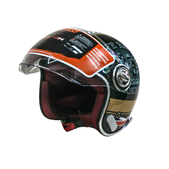 Мотошолом відкритий Beon B-108A ABS MOTO SHINY BLACK/GOLD (глянець чорний/золотий)