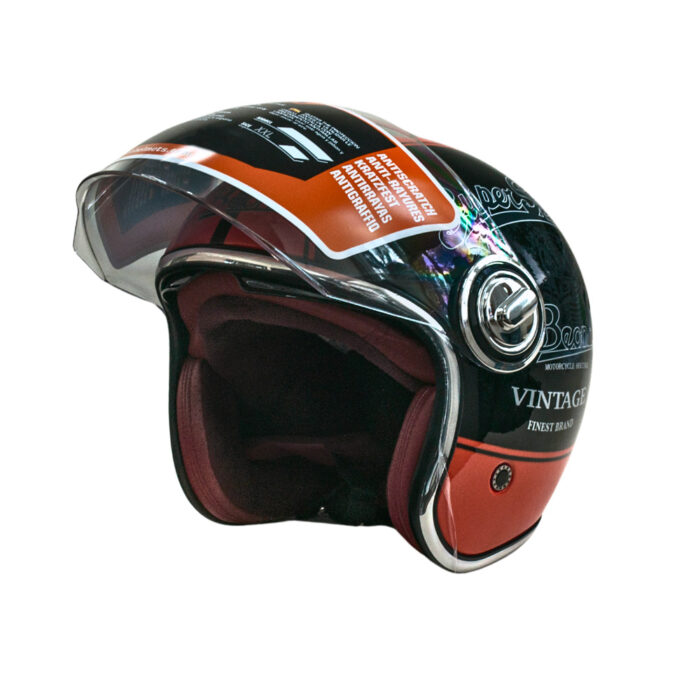 Мотошолом відкритий Beon B-108A ABS SUPER SPORT SHINY BLACK/ORANGE (глянець чорний/помаранчевий)