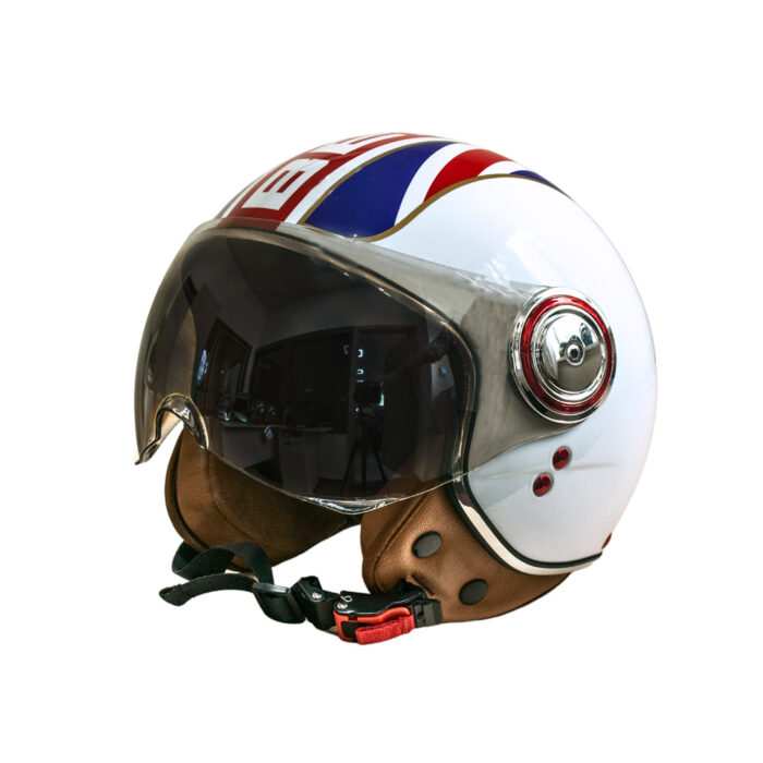 Мотошолом відкритий Beon B-110B FLAG SHINY WHITE/RED/BLUE (глянець білий/червоний/синій)