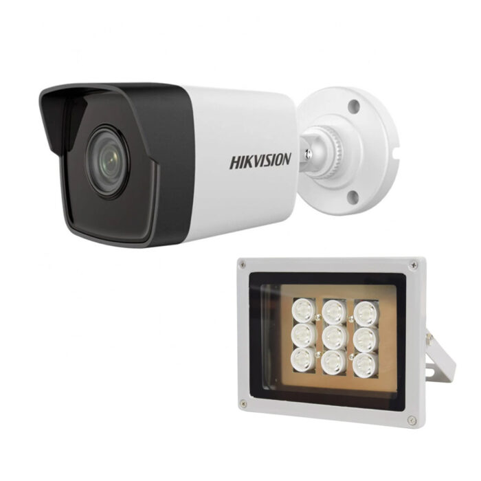 Комплект: IP-відеокамера 2 Мп Hikvision DS-2CD1021-I(F) (2.8mm) + ІЧ-прожектор Lightwell LW9-100IR45-220