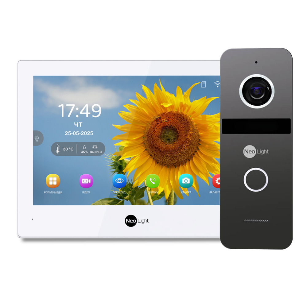 Комплект Neolight ALPHA Hybrid IP KIT Graphite: гібридний відеодомофон 8" з Wi-Fi
