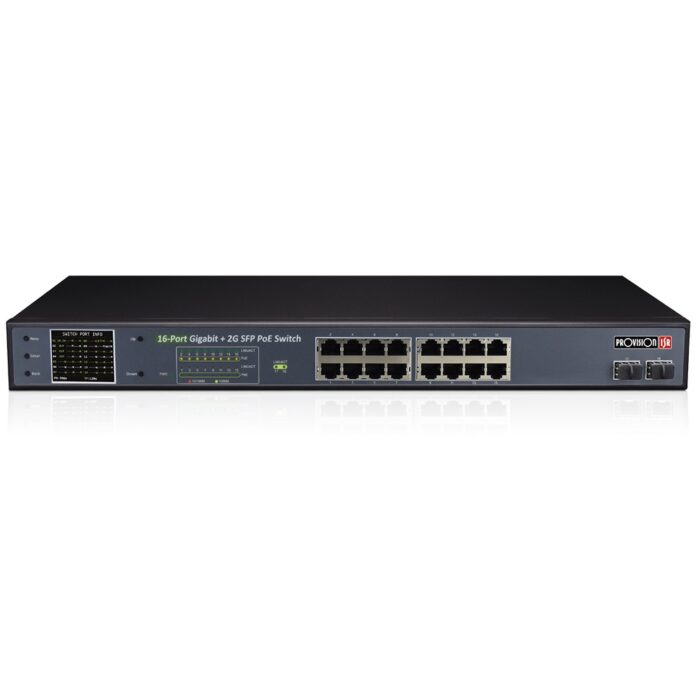 Некерований PoE-комутатор Provision-ISR PoES-16250GCL+2SFP з 16 портами PoE