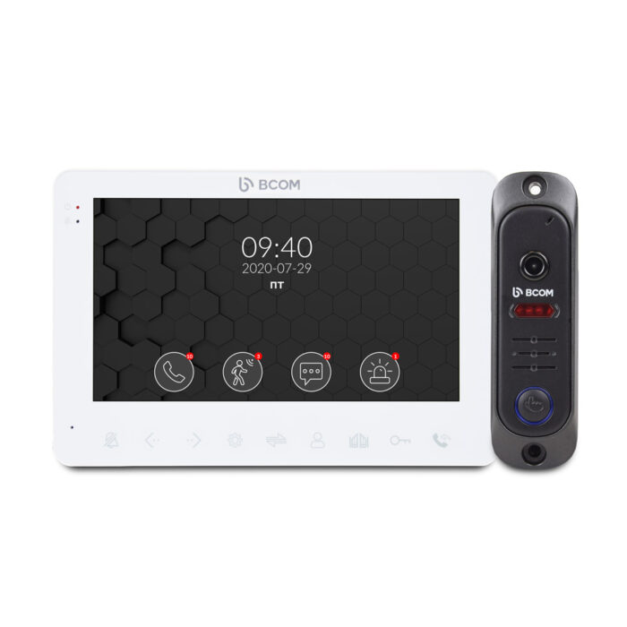 Комплект відеодомофона BCOM BD-780 White Kit: відеодомофон 7" і відеопанель
