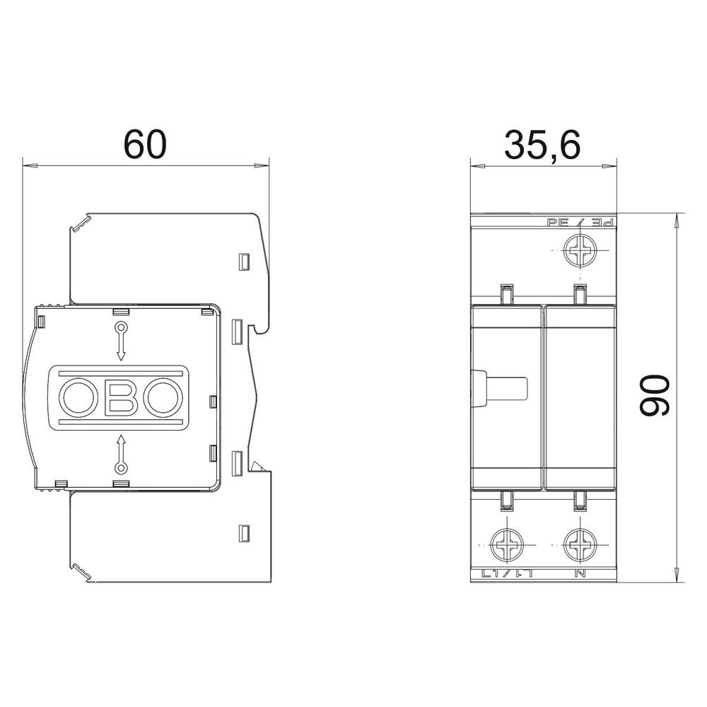 8a4649c257f9cbd1c8b660c6e9adbaa7cee6dae9e0edee0501c6a5596a69f0c2 Обмежувач перенапруг OBO Bettermann Тип I+II V25-B+C 1+NPE (5094457) - Зображення 2