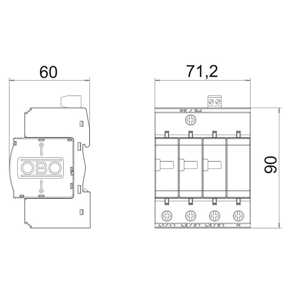 a98be1165e67f46bc456c7f3905ec21d6fba79a4bd3478e8cc644d4aa37eec0e Обмежувач перенапруг OBO Bettermann Тип II V20-C 3+NPE+FS (5094765) - Зображення 2