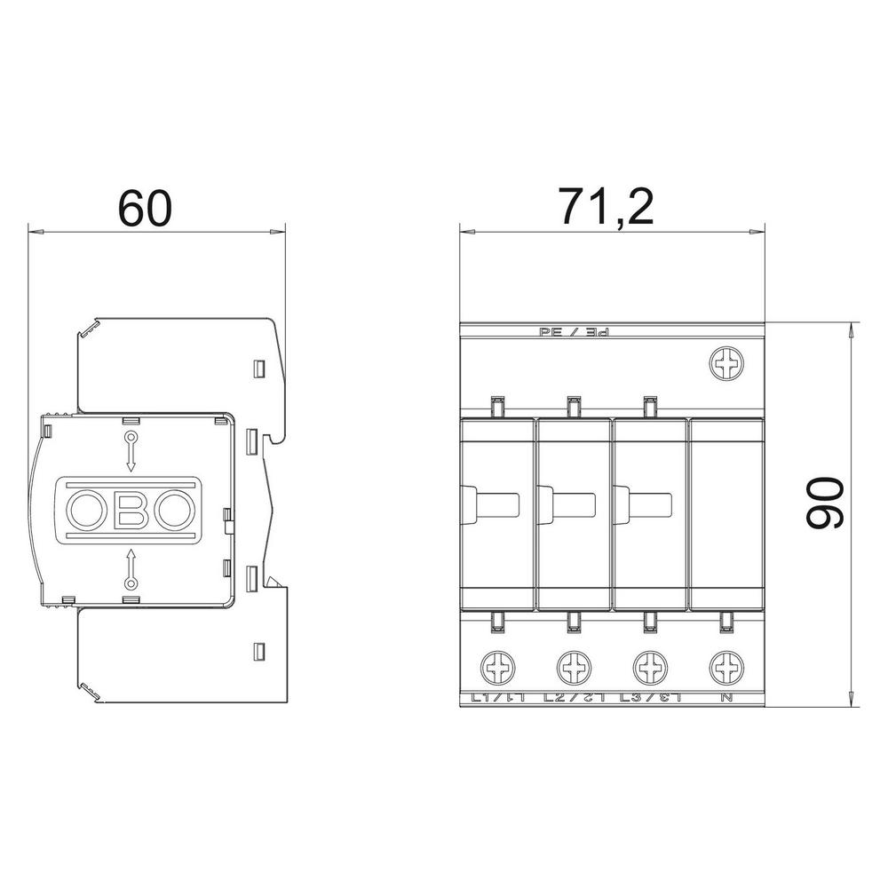 e6f0be2c6c6c63e8b1a2ebcf8ff09528689bcf2e5a5a6638572cff2377063d73 Обмежувач перенапруг OBO Bettermann Тип I+II V50-B+C 3+NPE+FS (5093662) - Зображення 2