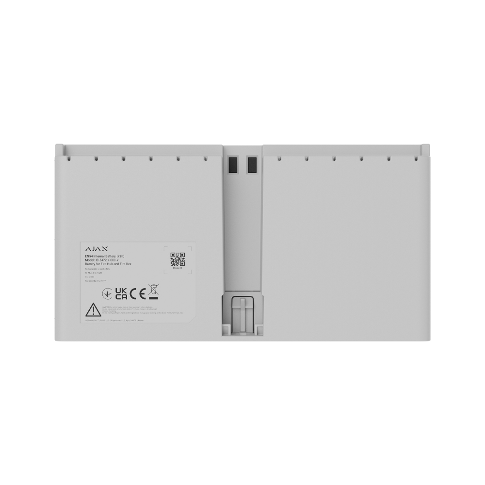 Перезарядна Li-ion батарея Ajax EN54 Internal Battery (72h) white для встановлення в EN54 Fire Hub / EN54 Fire ReX Перезарядна Li-ion батарея Ajax EN54 Internal Battery (72h) white для встановлення в EN54 Fire Hub / EN54 Fire ReX