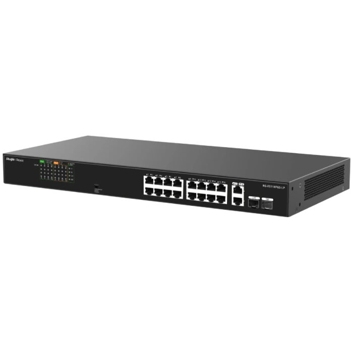 Некерований PoE-комутатор Ruijie Reyee RG-ES118FGS-LP 2 Combo гігабітні з 16 портами PoE - Зображення 2