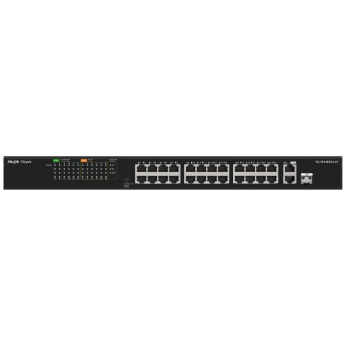 Некерований PoE-комутатор Ruijie Reyee RG-ES126FGS-LP 1 Combo гігабітний з 24 портами PoE